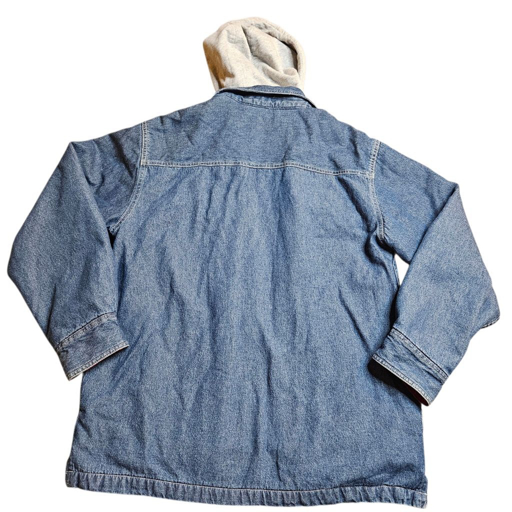 Men's Faded Glory Small Blue Denim Hooded Shirt Jacket - Picture 7 of 7